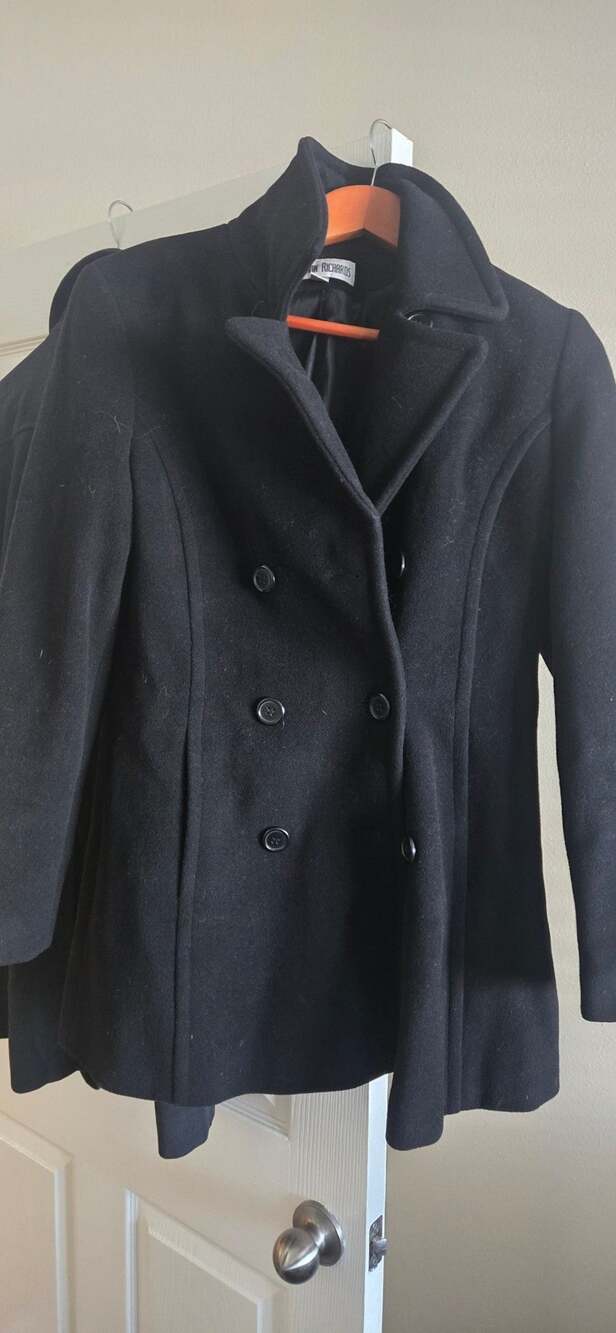 Marvin Richards Wool Cashmere Peacoat Size S Black Double Breasted